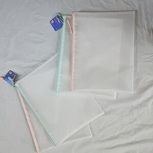 up&up Letter Zip Pouches, Pink-Green Zipper 2pk New